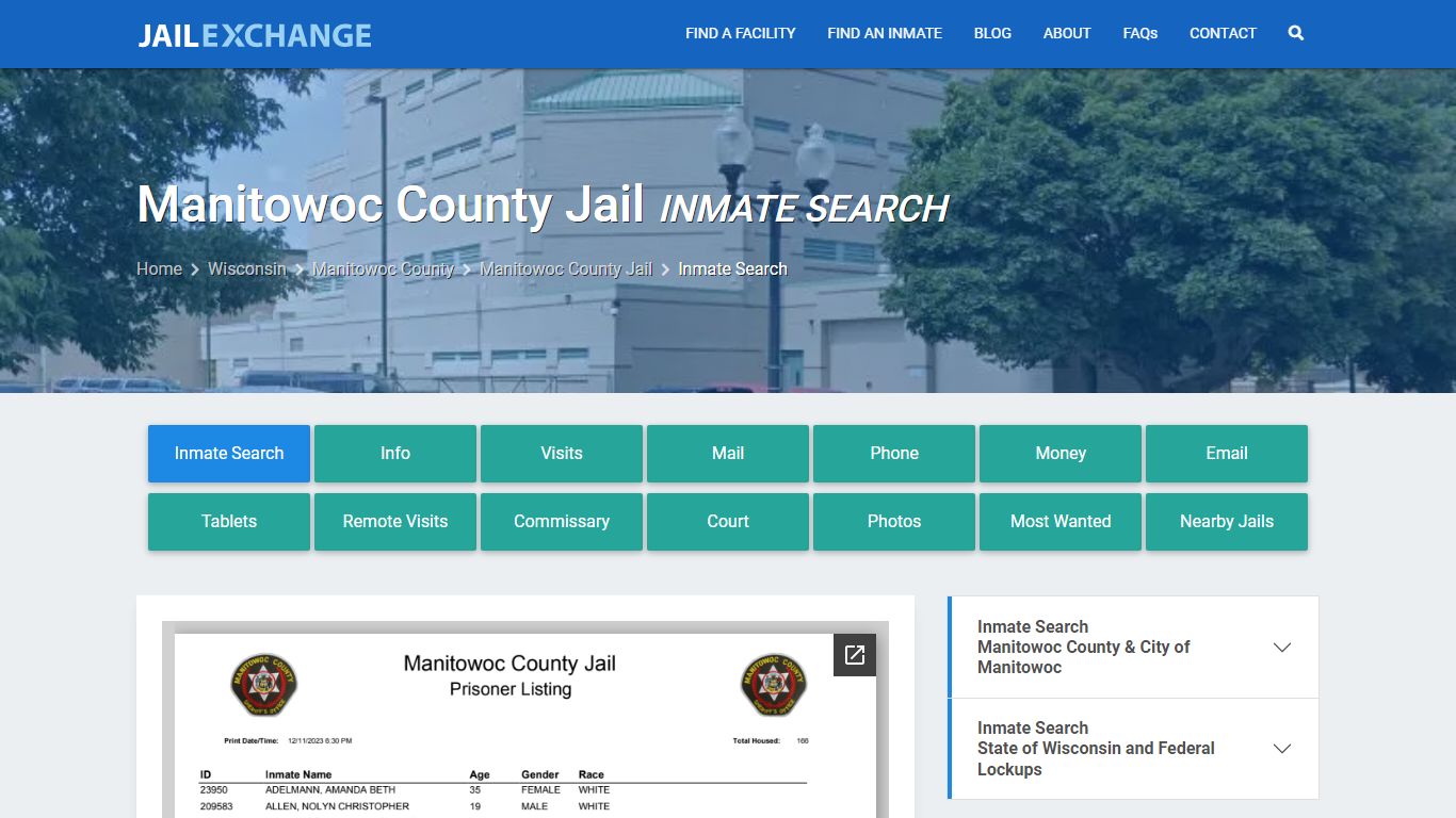 Inmate Search: Roster & Mugshots - Manitowoc County Jail, WI